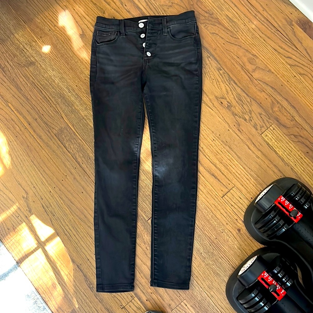 Black high waisted jeans with button fly girls size 10